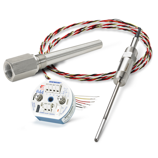 Rosemount 214C RTD Temperature Sensor, 644 Transmitter and 114C Thermowell